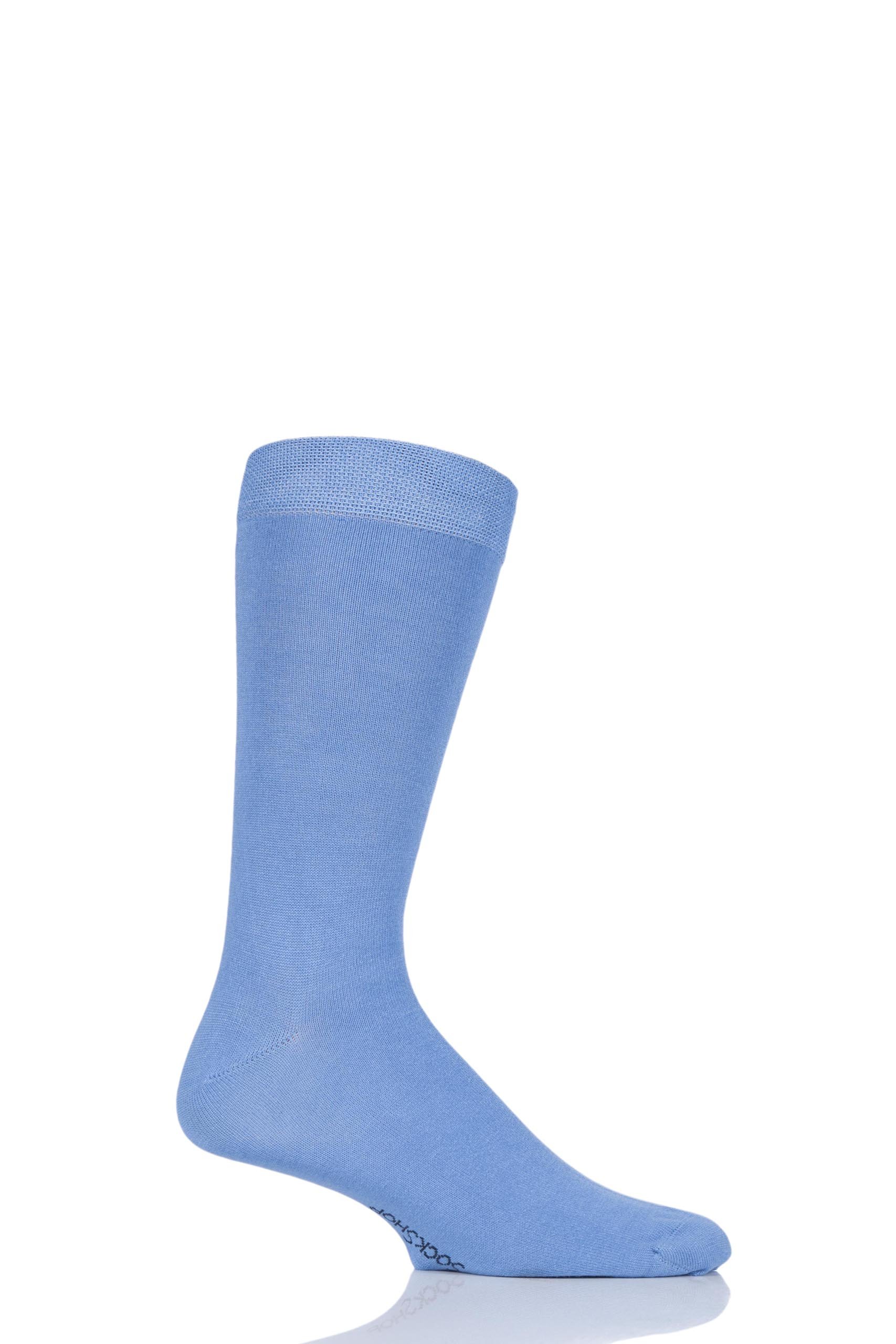Sockshop Men's Mr Blue Sky Colour Burst Plain Bamboo Socks With Smooth Toe Seams Pack Of 1 12-14