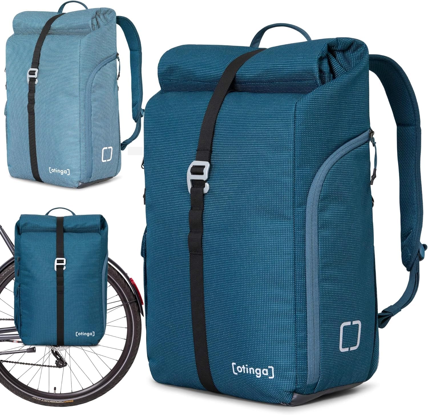 otinga® Flip V2 torba rowerowa, plecak [pojemność 34 l] na każdy bagażnik I stylowa torba na bagażnik z plecakiem – przebudowana w 7 sekund I wodoszczelny plecak rowerowy na bagażnik