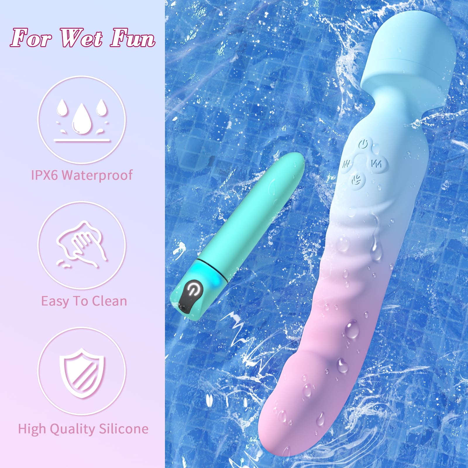 G Spot Vibrator Wand & Bullet Vibrator Set - Vibrators Sex Toys for Women, Clitoral Stimulator Dildo with 7 Vibrating Modes, Waterproof Heating Wand Massager, Adult Sex Toy for Female and Couples