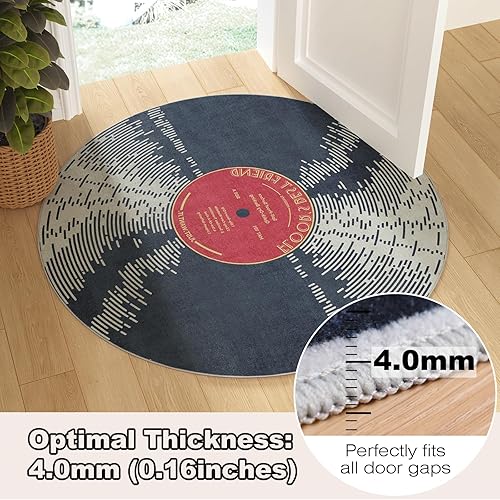 Miniatura 7 de Alfombra redonda de vinilo de 5 pies, alfombra redonda antideslizante para sala de estar, dormitorio, mesa de comedor, alfombras circulares grandes,