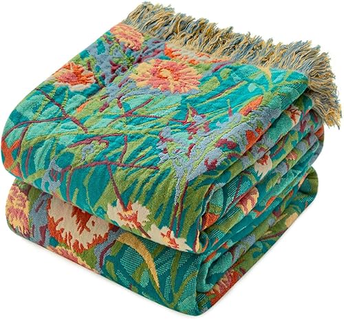 Manta bohemia de 50 x 60 pulgadas, 100% algodón, ultra suave, ligera, manta de muselina transpirable de 4 capas para cama, sofá, reversible,