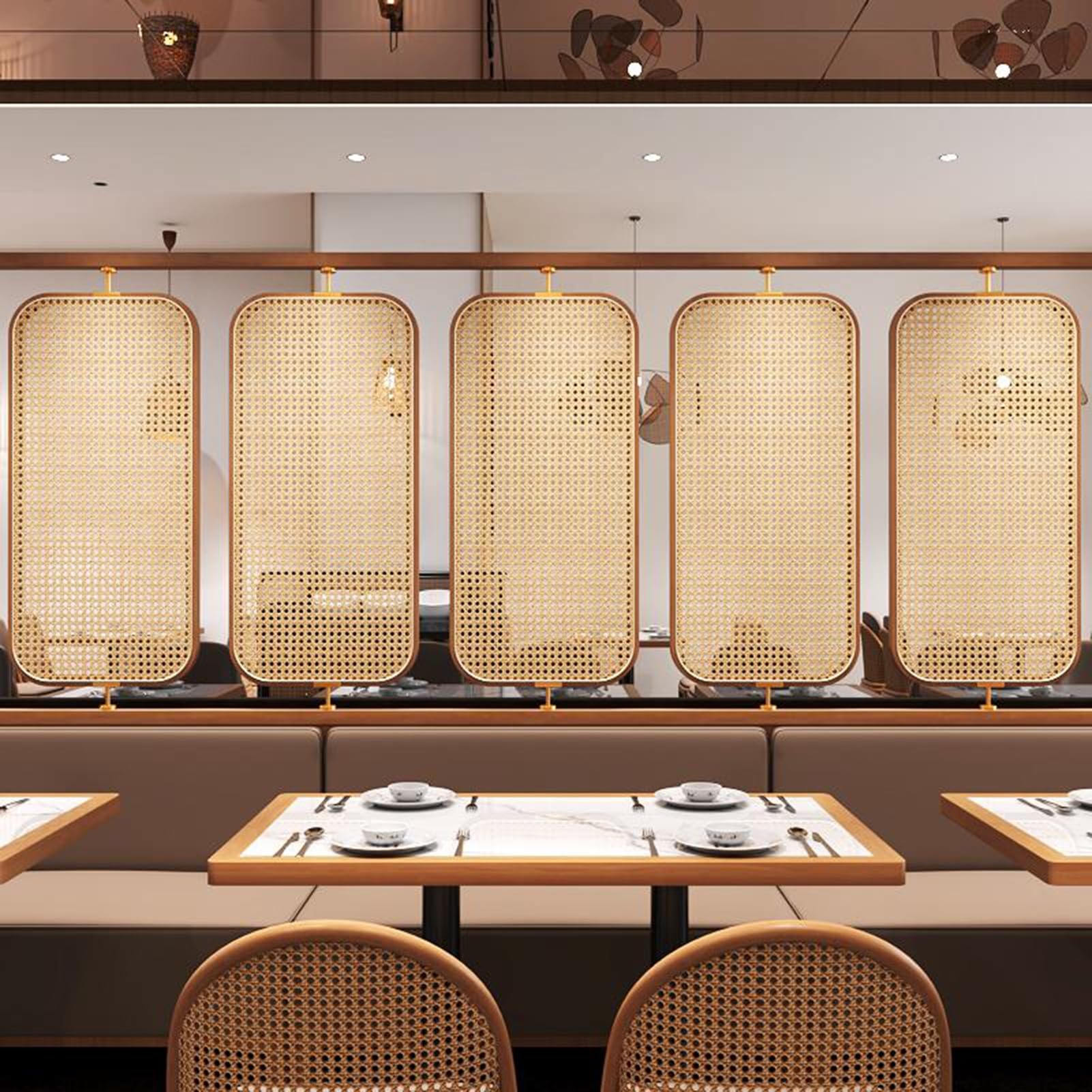 Cloison De Séparation Panneaux De Séparation pour Restaurants Commerciaux Paravent Décoratif pour Table De Restaurant Hotpot pour Hôtel(50X160CM)