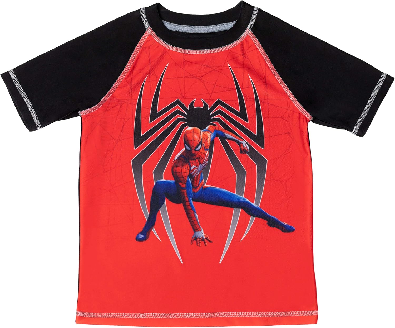 Marvel Avengers Legends Spider-Man Raglan Swim Rash Guard Swim Trunks Set: Clothing, Shoes & Jewelry