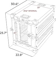 Vista 9 de Jaula para Perros Resistente Completamente Plegable de Aluminio con Recubrimiento en Polvo - Pequeña (Gris)