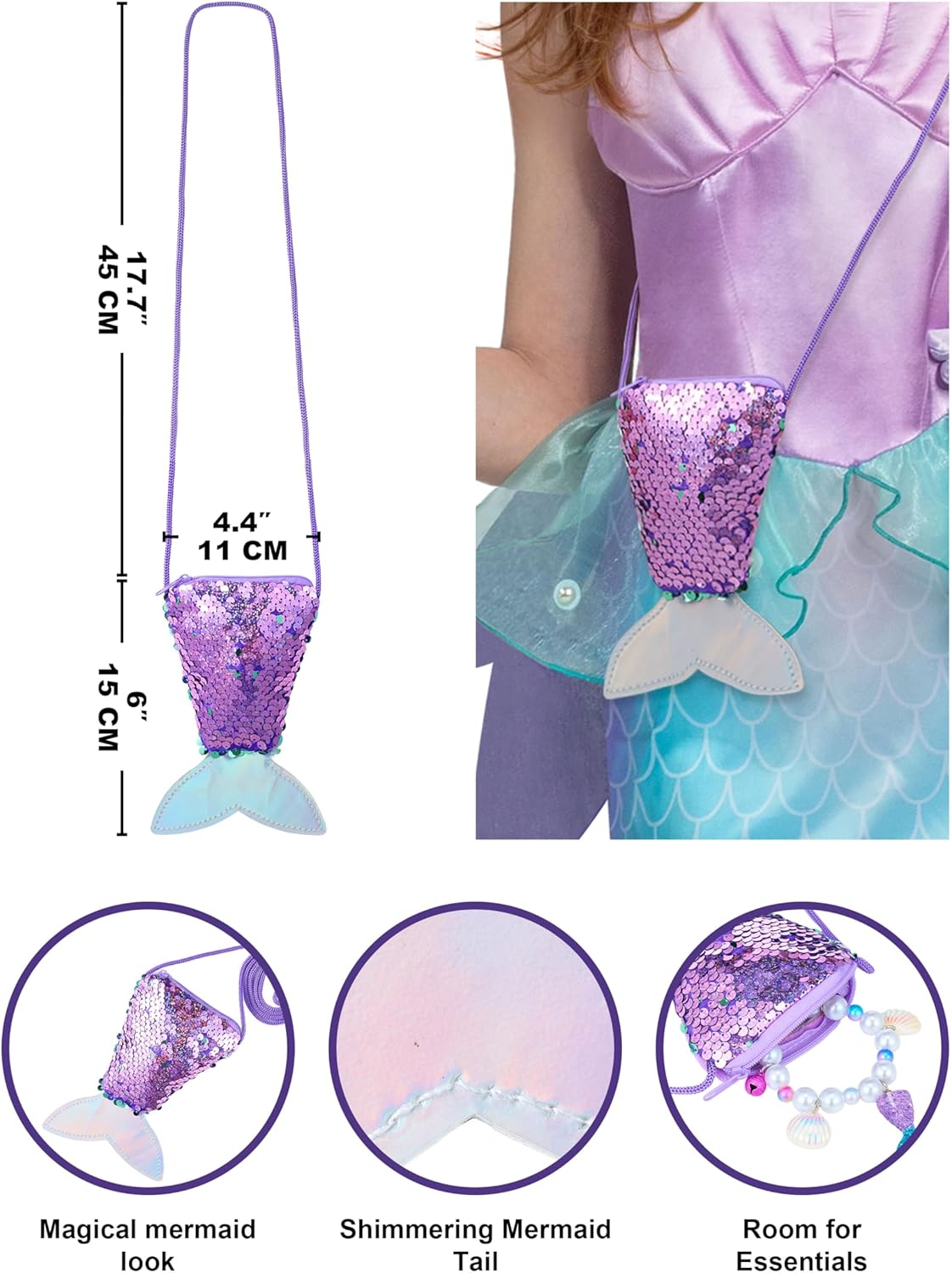 Spooktacular Creations Halloween Mermaid Costume for Girls, Little Mermaid Dress, Princess Dress Up for Girls 4-6 for DressUp