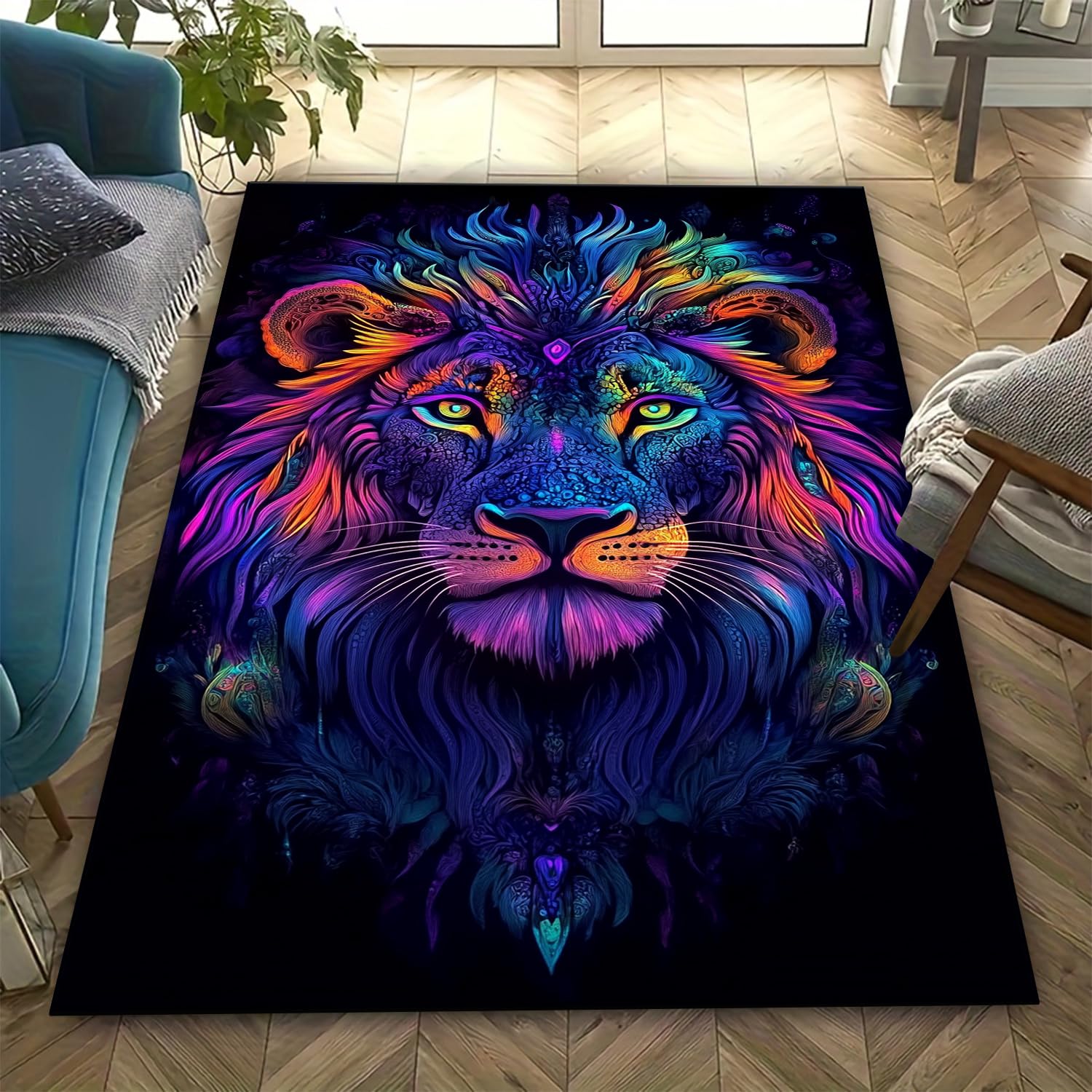 Tapis lion 3D facile à nettoyer et anti-fatigue pour chambre ado