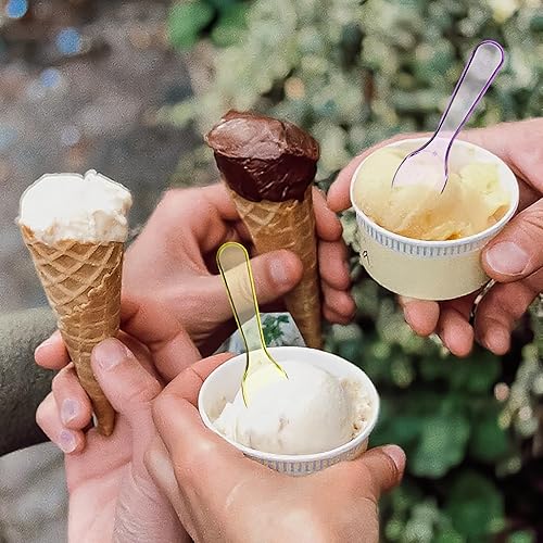 Miniatura 9 de Hiceeden 1000 cucharas de degustación de colores, mini cuchara de plástico desechable de 3 pulgadas, cucharas pequeñas de postre para helado para