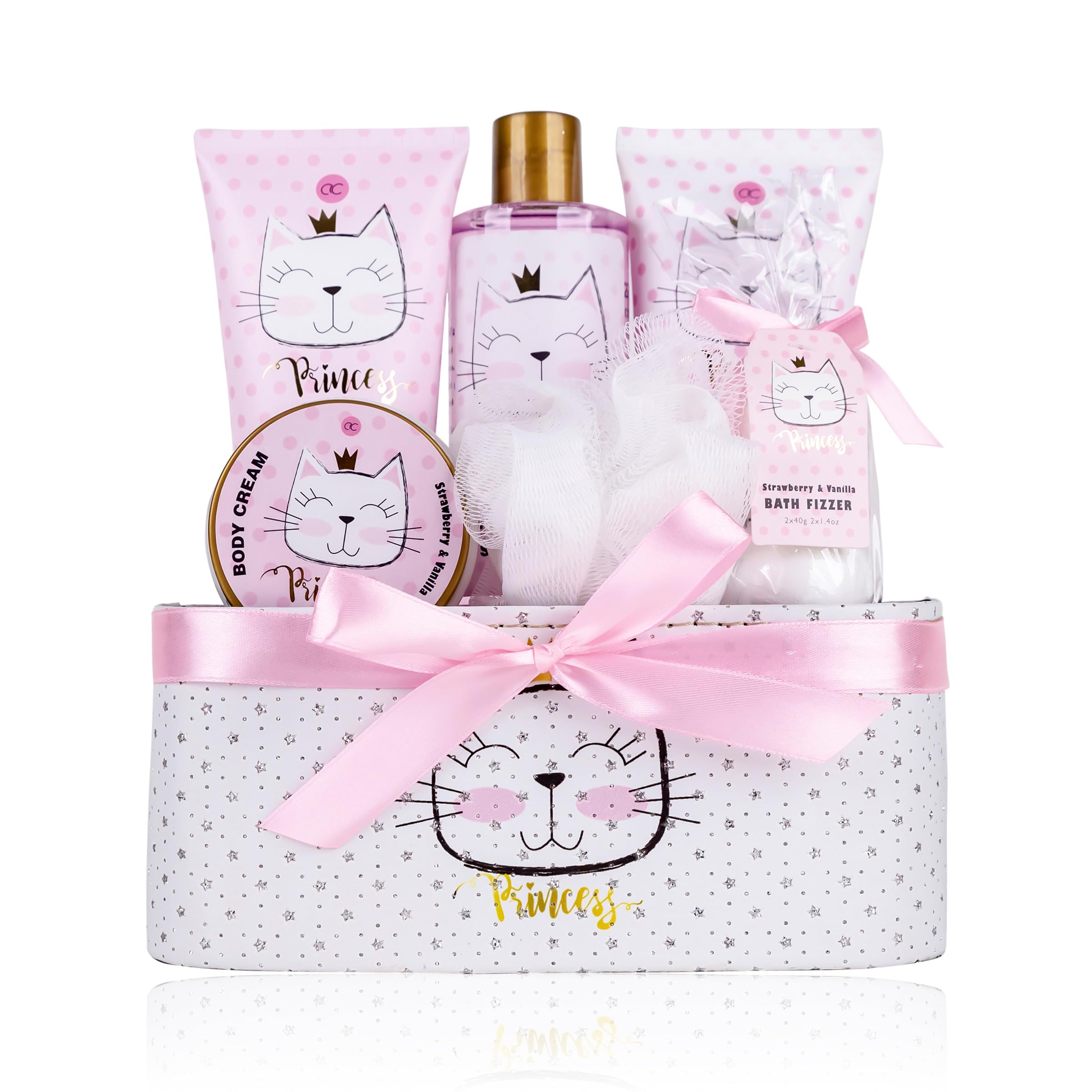 Accentra - Set Regalo Princess Kitty Per Bambina, Con Aroma Alla Fragola E Alla, 7 Pezzi, Colore: Rosa, Vaniglia