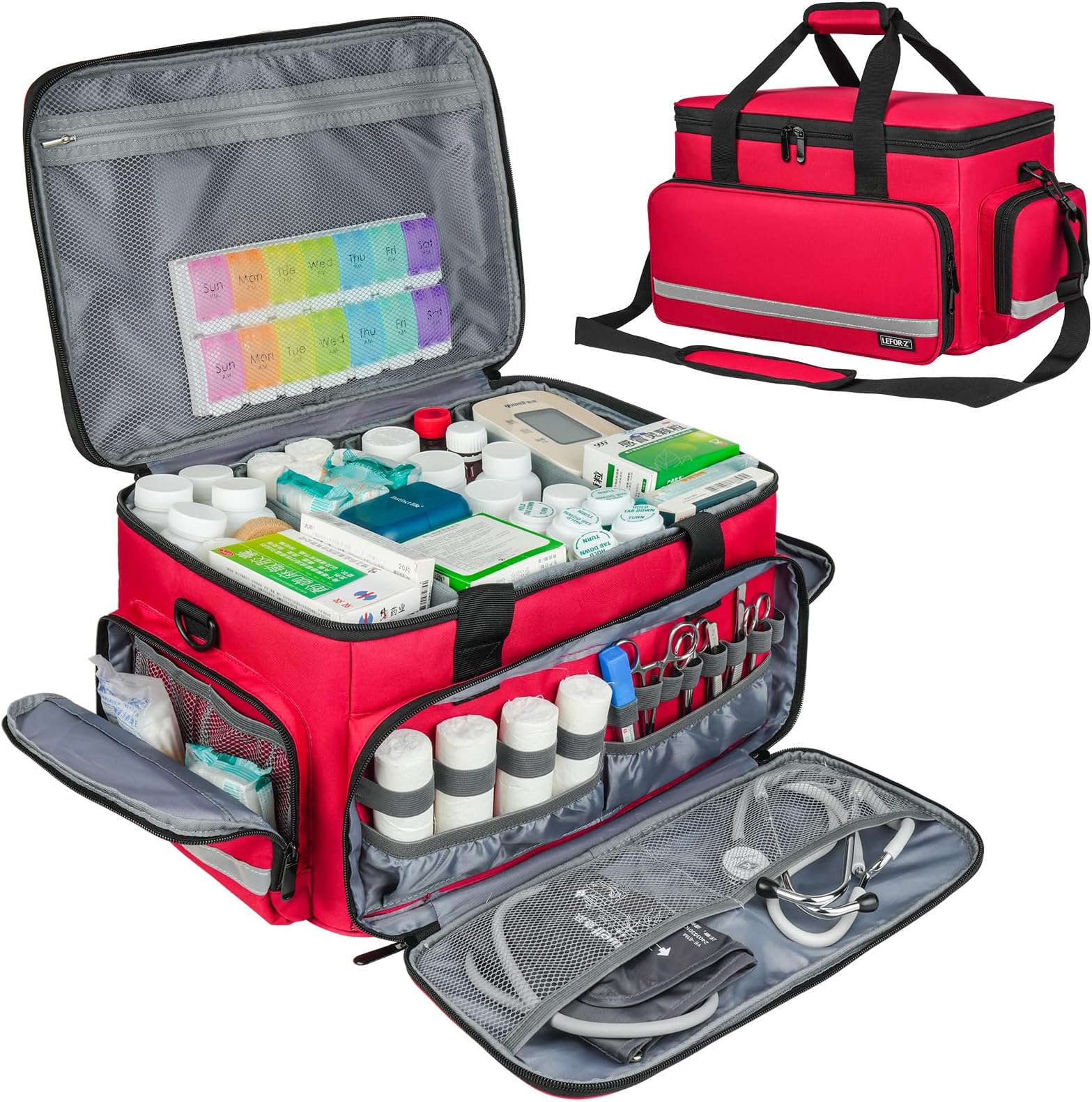 LEFOR·Z Medical Bag,First Aid Bag Empty,Home Health Nurse Bag with Detachable Divider,Medical Supplies Storage Tote for Nursing Student,Therapist,Doctors(Bag Only)