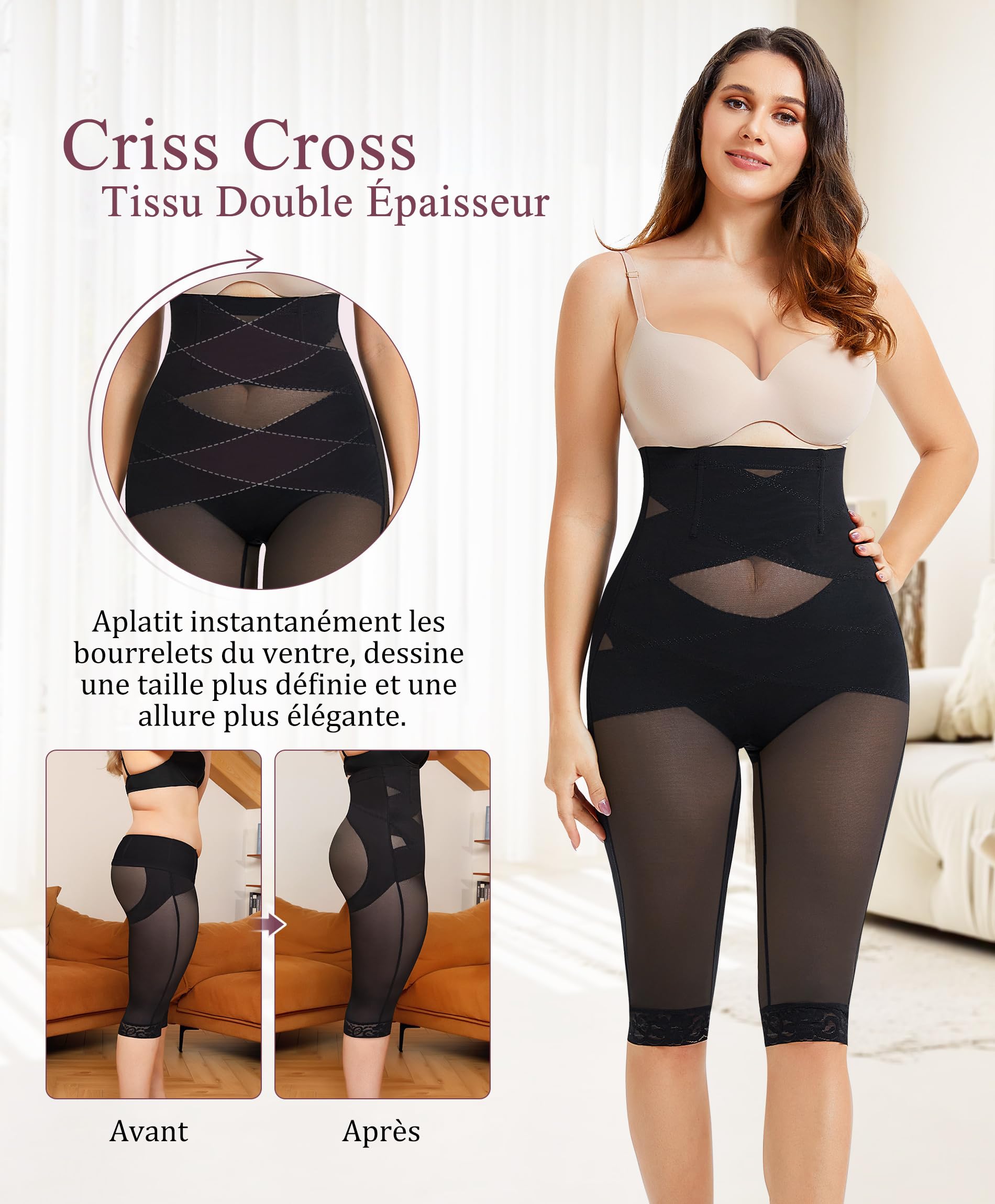 Gotoly Culotte Gainante Femme Ventre Plat Taille Haute Panty Gainant Invisible Gaine Amincissante Cuisse Culottes Sculptantes Shorts Minceur Shapewear