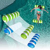 Vista 7 de Paquete de 2 hamacas flotantes para piscina, hamaca inflable multiusos para piscina (silla de montar, silla de descanso, hamaca, flotador), hamaca