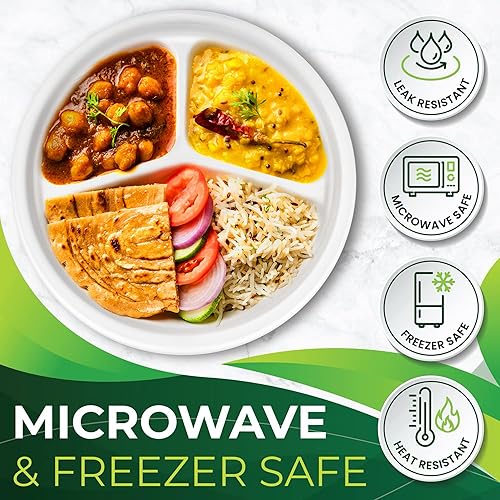 Miniatura 5 de 150 piezas 100% compostables platos de papel de 10 pulgadas, platos de fibra de caña de azúcar resistentes desechables ecológicos biodegradables de