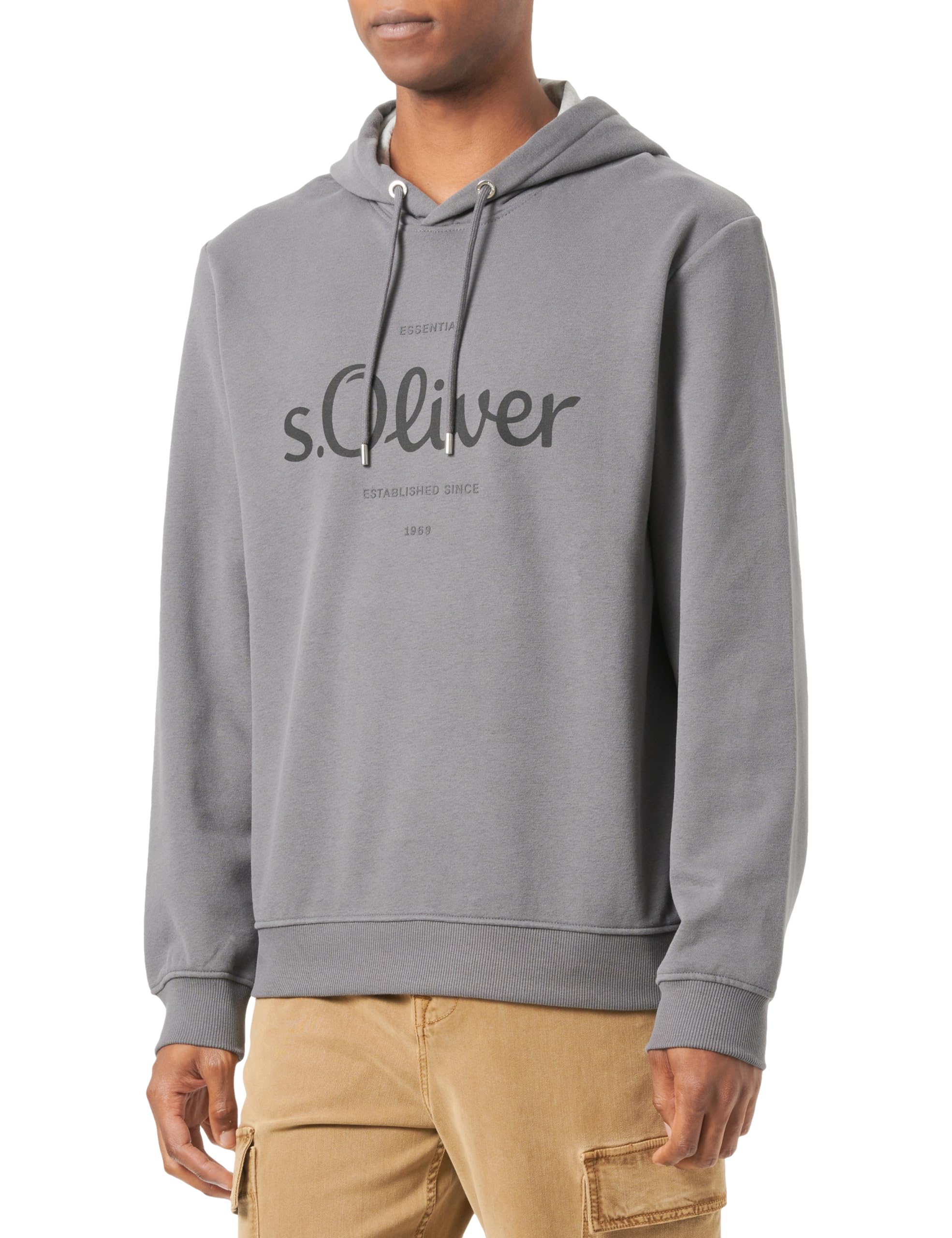 s.Oliver Herren Logo-Sweatshirt mit Kapuze Logo-Sweatshirt mit Kapuze, 98D1 grau, S
