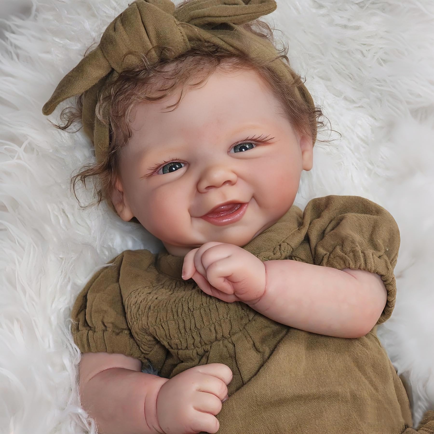 Pinky Reborn Baby Dolls Funny Girl 20 inch Reborn Dolls with Rooted Hair Realistic Vinyl Newborn Babies Doll Xmas Gift — image 1