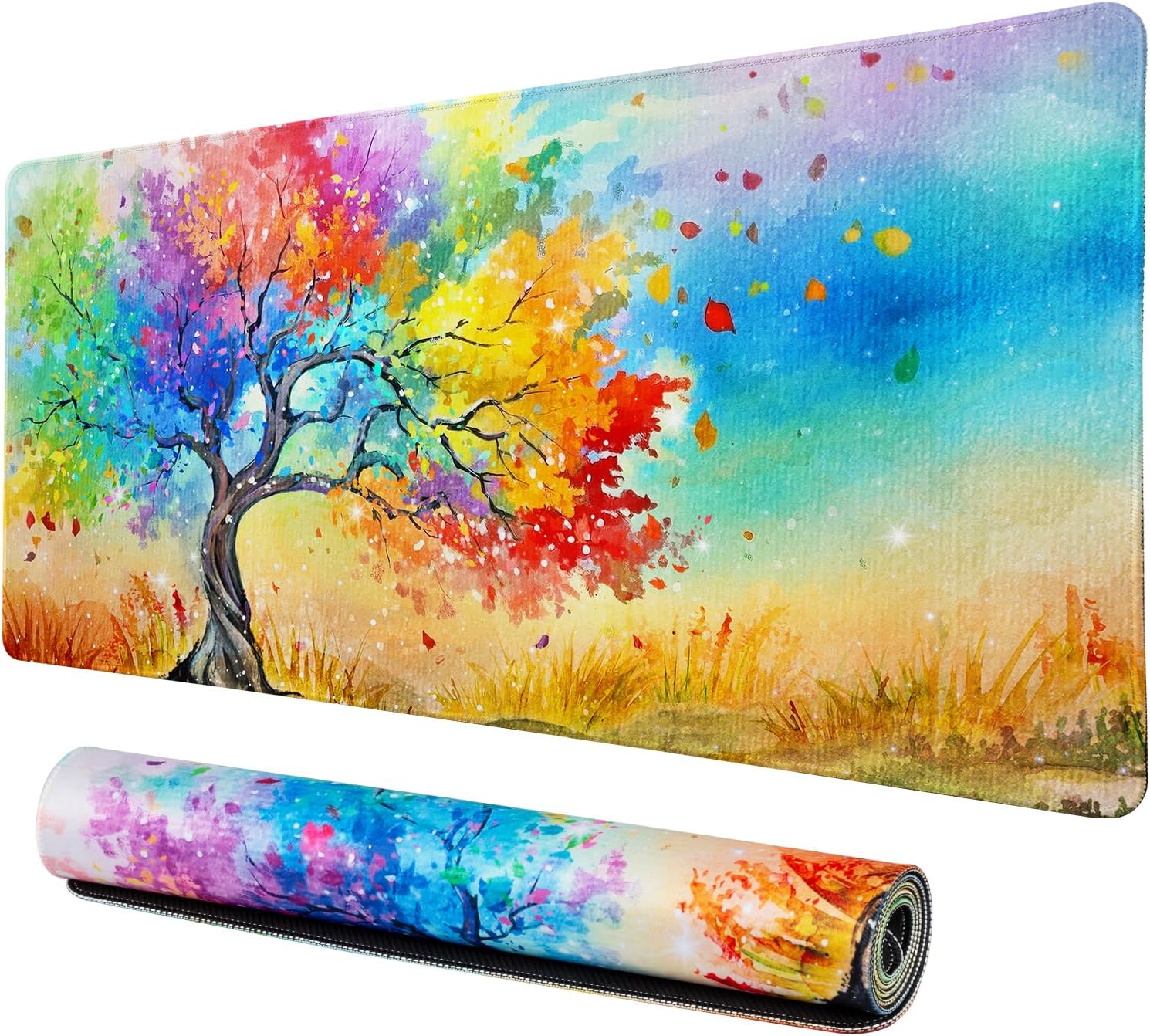Lokigo Large Desk Pad, Office Desk Mat, 31.5"x15.7", Oil Painting Tree