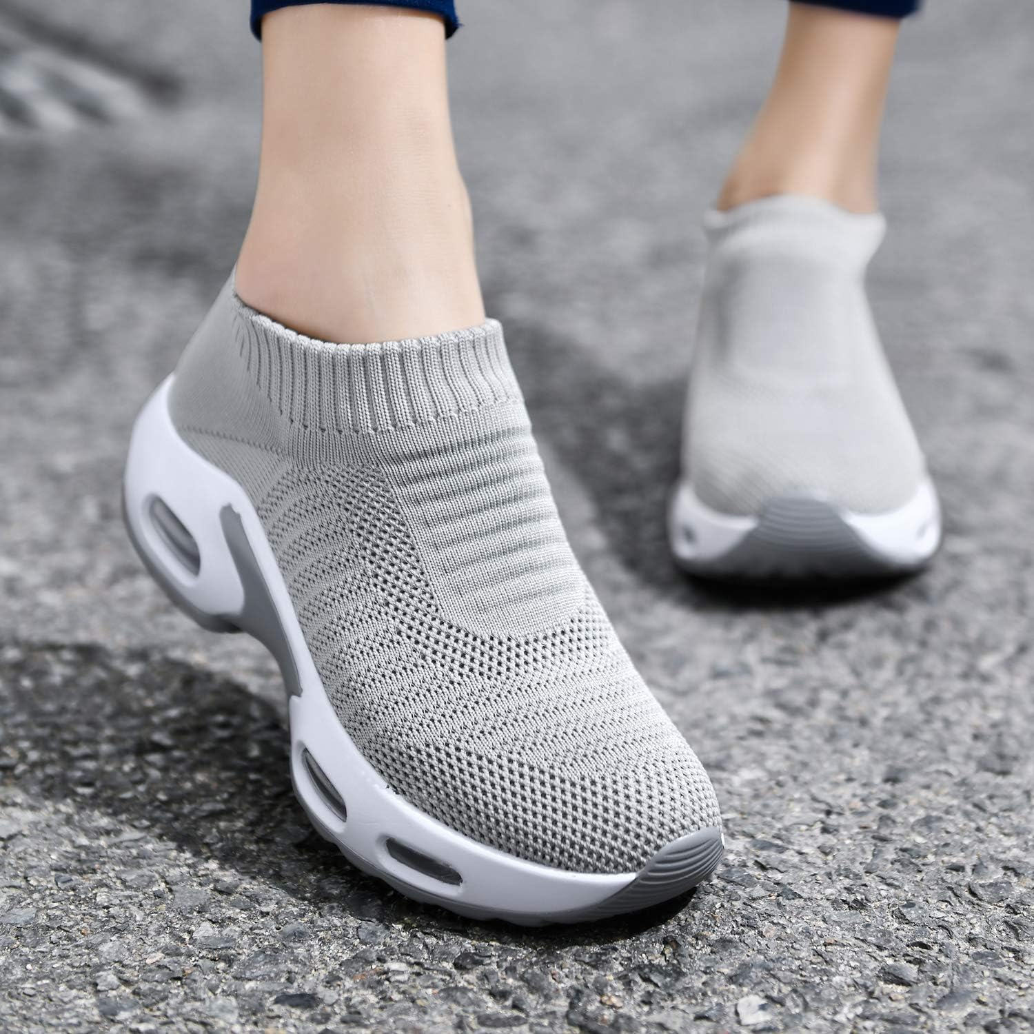 DimaiGlobal Women's Walking Shoes Sock Sneakers Slip On Comfort Mesh Fashion Cushion Lady Girls Modern Jazz Dance Easy Shoes Wedge Platform Loafers - Image 3