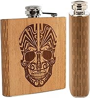 Vista 8 de WUDN Frasco de madera de 6 oz. - Cuerpo de acero inoxidable, bandera americana real