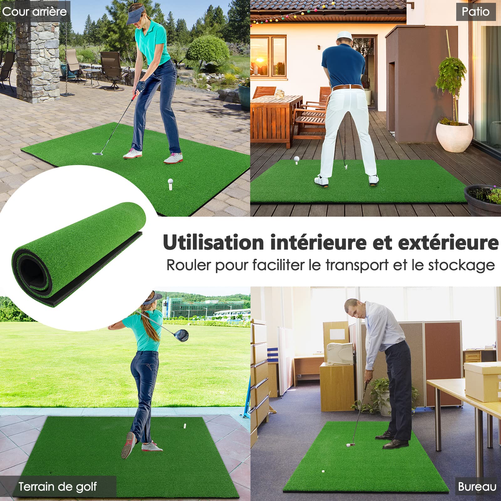 GOPLUS Tapis de Golf 150 x 90 cm, Entraînement au Practice de Golf Intérieur et Extérieur pour Les Pros et Les Débutants