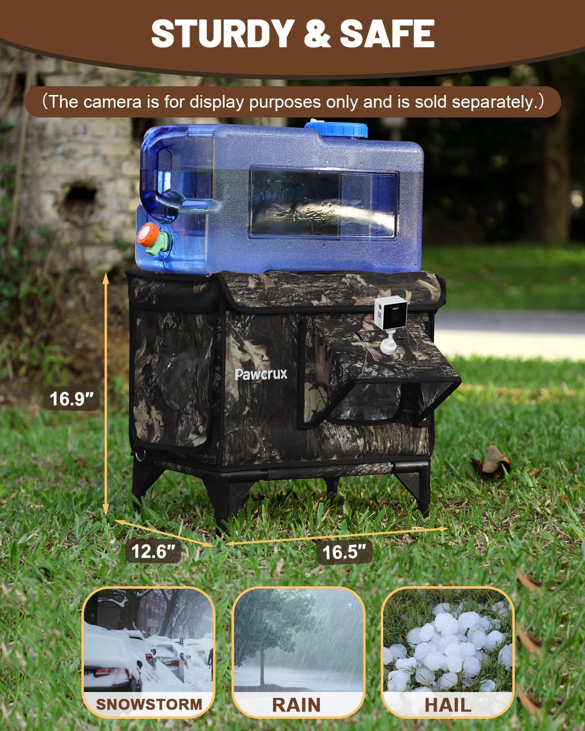 Heated Cat House for Outdoor Cats, Waterproof Insulated Outdoor Cat House with Heating Pad, Weatherproof Elevated Heated Cats House for Outside Feral Cats(Leaf, 16" L x 12" W x 18" H)