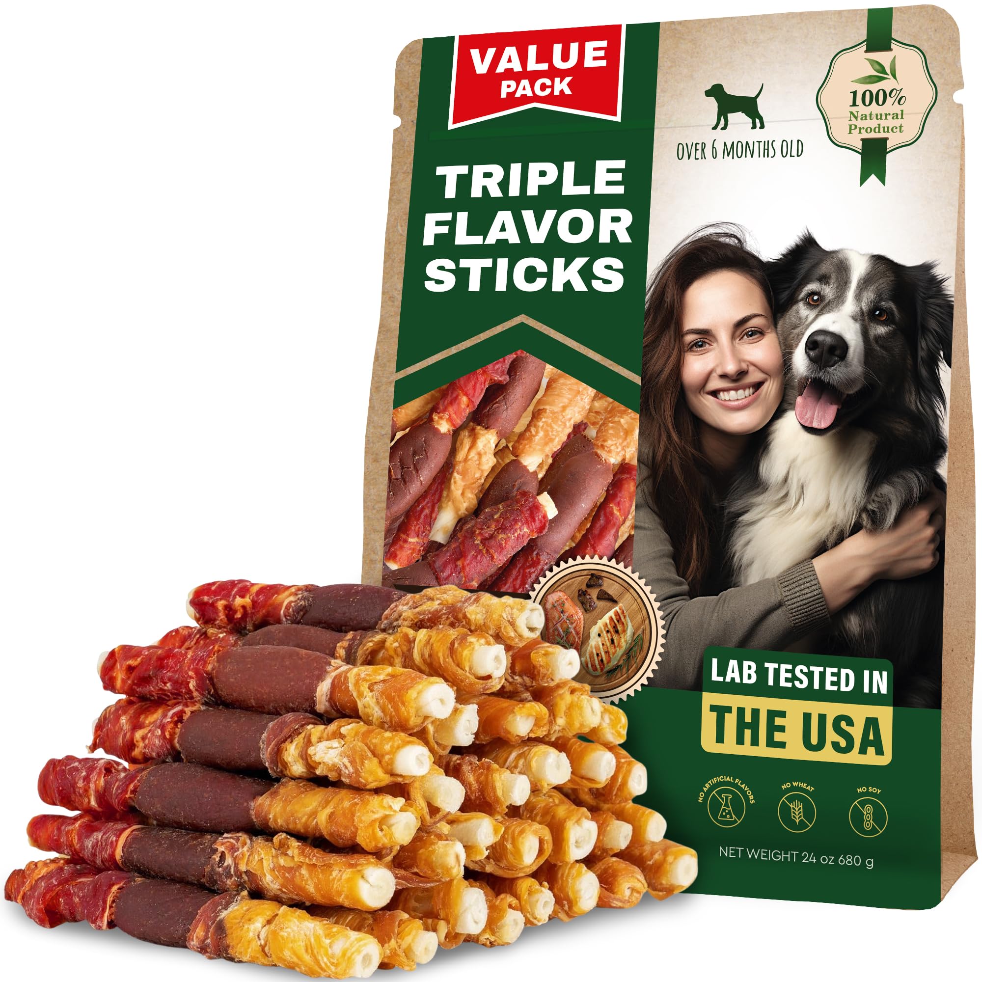 Beloved Pets Rawhide Bones Wrapped Chicken and Duck