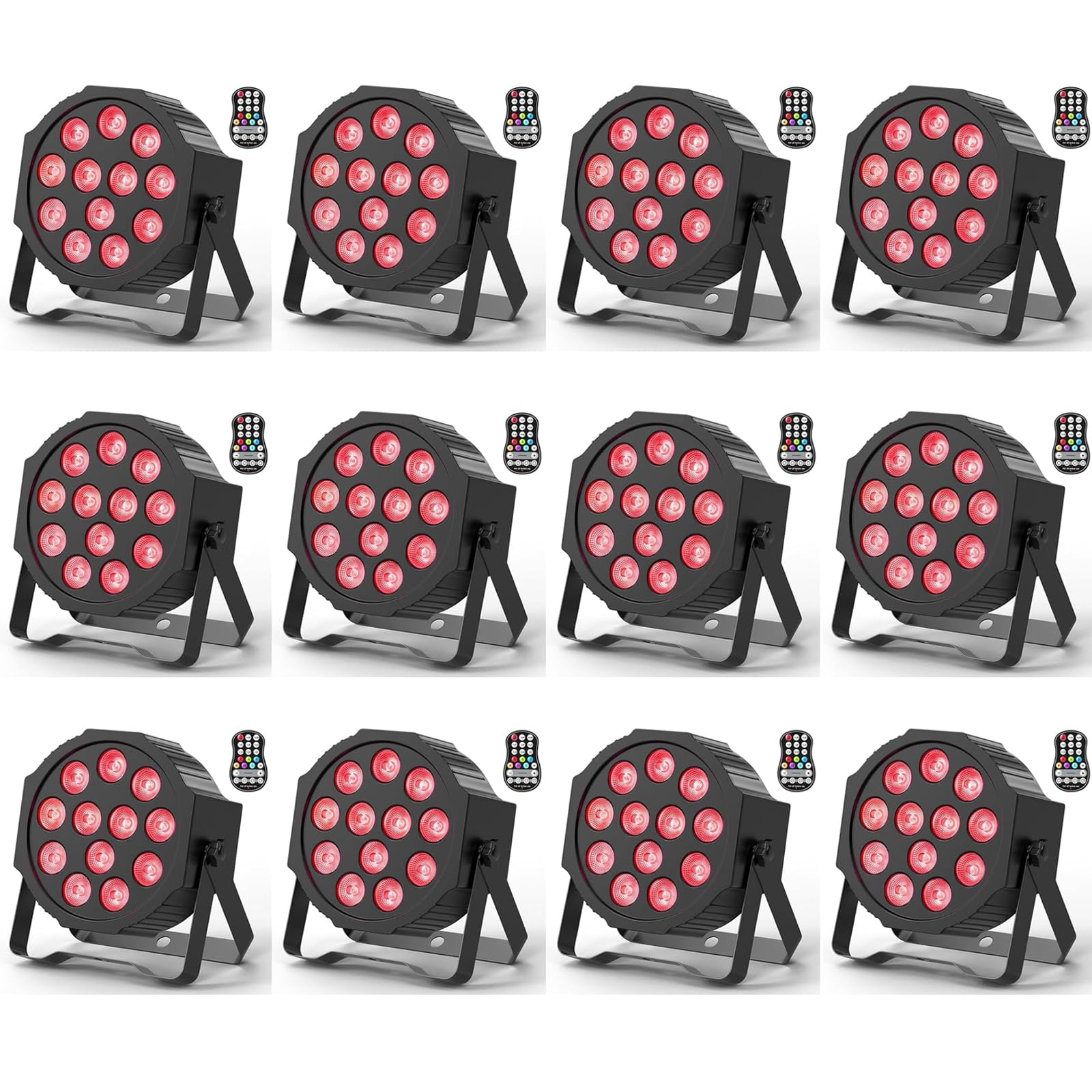 12PCS RGBW LED Par Strahler Akku, 12 LED Bühnenlicht Wiederaufladbar mit Fernbedienung und Timing, Discolicht Partylicht Effektstrahler 8CH für Outdoor Beleuchtung Bühne Hochzeit Weihnachten