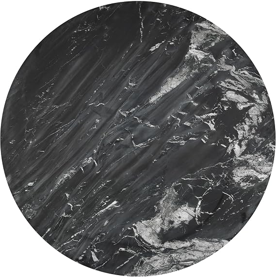 Meridian Furniture 248Black-CT Genoa Collection Art Deco Coffee Table with Handcrafted Genuine Marble, Black Marble with White Veining, 36 W x 36 D x 16 H, Black