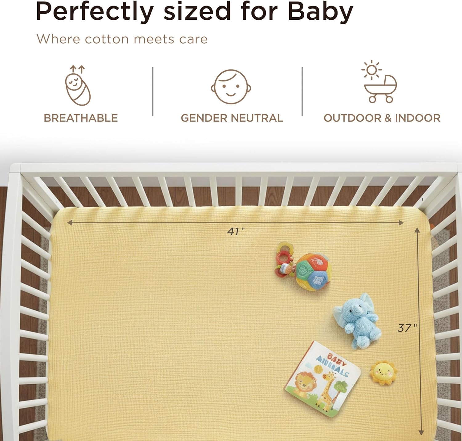 Threadmill Muslin Baby Blanket | 4 Layer Swaddle Blankets for Newborns | Multi-Use Muslin Blankets 41 x 37| Ultra-Soft Breathable Baby Wrap for Boys & Girls| Registry Essential| Beige