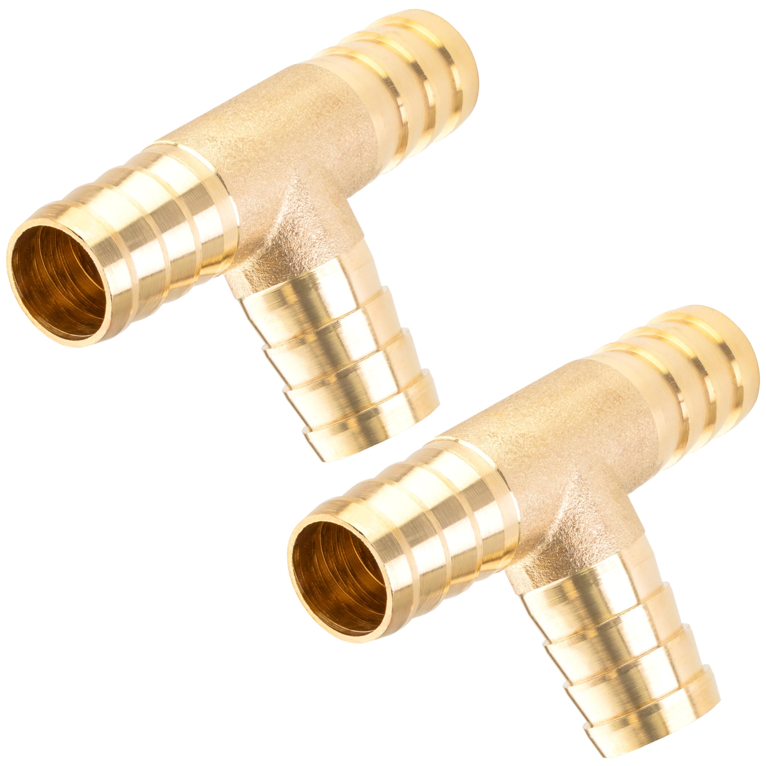 Poppstar 2X Compressed Air Hose Connector T-Piece with Compressed Air Plug-in Nipple (OD 12mm / ID 10.5mm), Brass