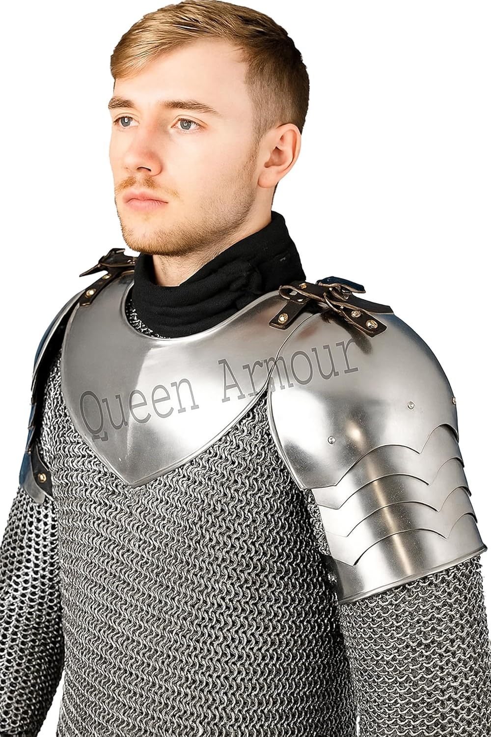 Medieval Gothic Pauldrons Gorget Set With Pauldrons Shoulder Guard Halloween Silver Knight Armor Medieval Crusader