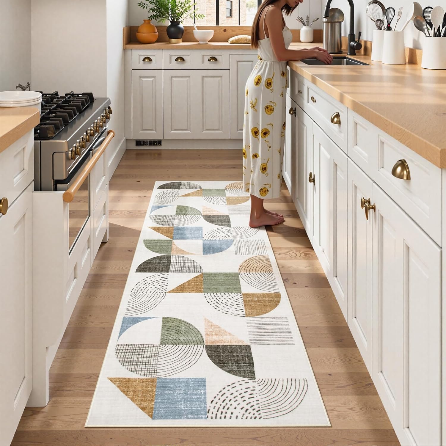 Beeiva Boho Small Area Rugs 3x5, Machine Washable Non-Slip Entry Way Rug, Lightweight Carpet High Traffic Areas Rug for Bedroom Playroom Office (Multi Color,3X5)