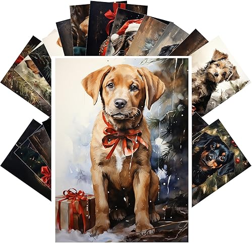 Miniatura 7 de PIXILUV Postales vintage (24 piezas de 4 x 6 pulgadas cada una) Lindas familias con animales en invierno, postales vintage, tarjetas de felicitación