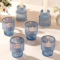 Vista 14 de DARJEN 6 piezas de candelabros dorados - Candelabros de vidrio cónicos Portavelas votivas para centros de mesa, boda, cena, fiesta, hogar, regalos