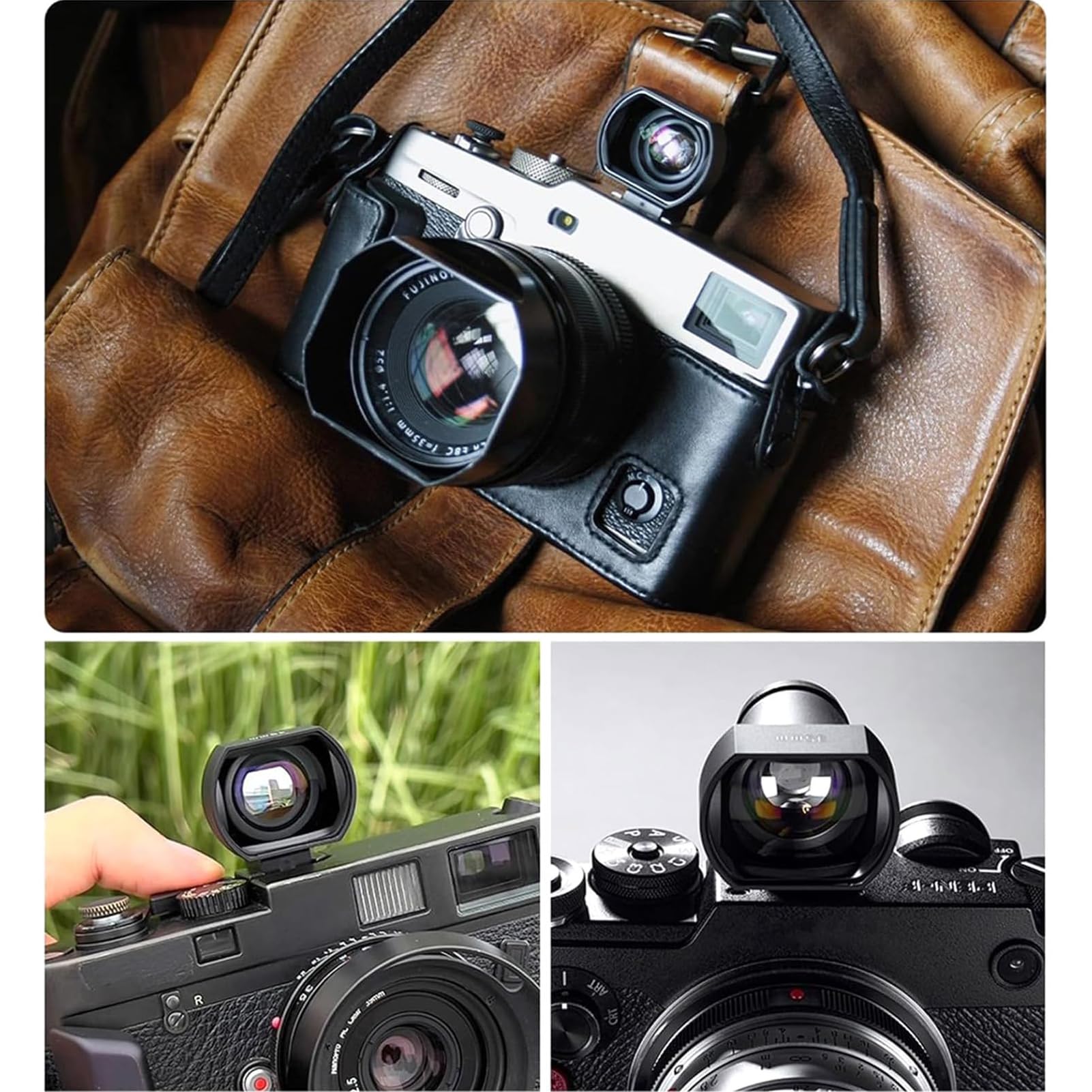 Wizjer do Aparatu 35 mm, Zewnętrzny Wizjer Optyczny z Precyzyjnymi Liniami Kadrowania, Powłoka Wielowarstwowa, Mocowanie Cold Shoe, Korpus z Aluminium Lotniczego do Aparatów Cyfrowych/Analogowych