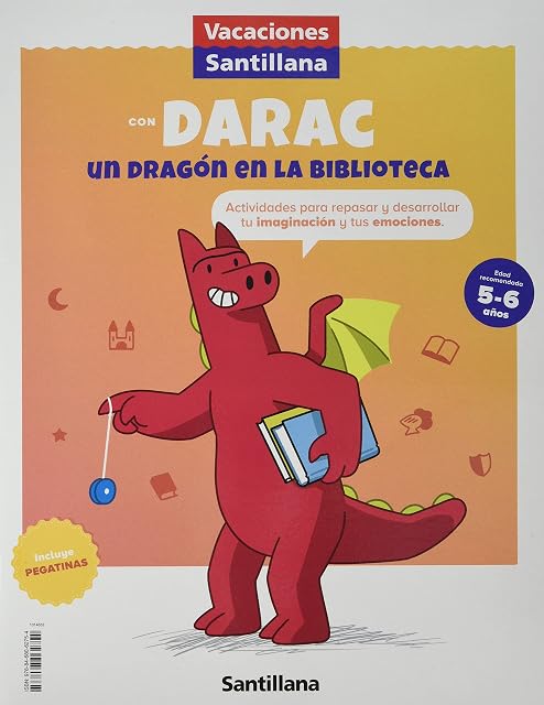Portada de Vacaciones Santillana con Darac un Dragon en la Biblioteca 5/6 Años Ed