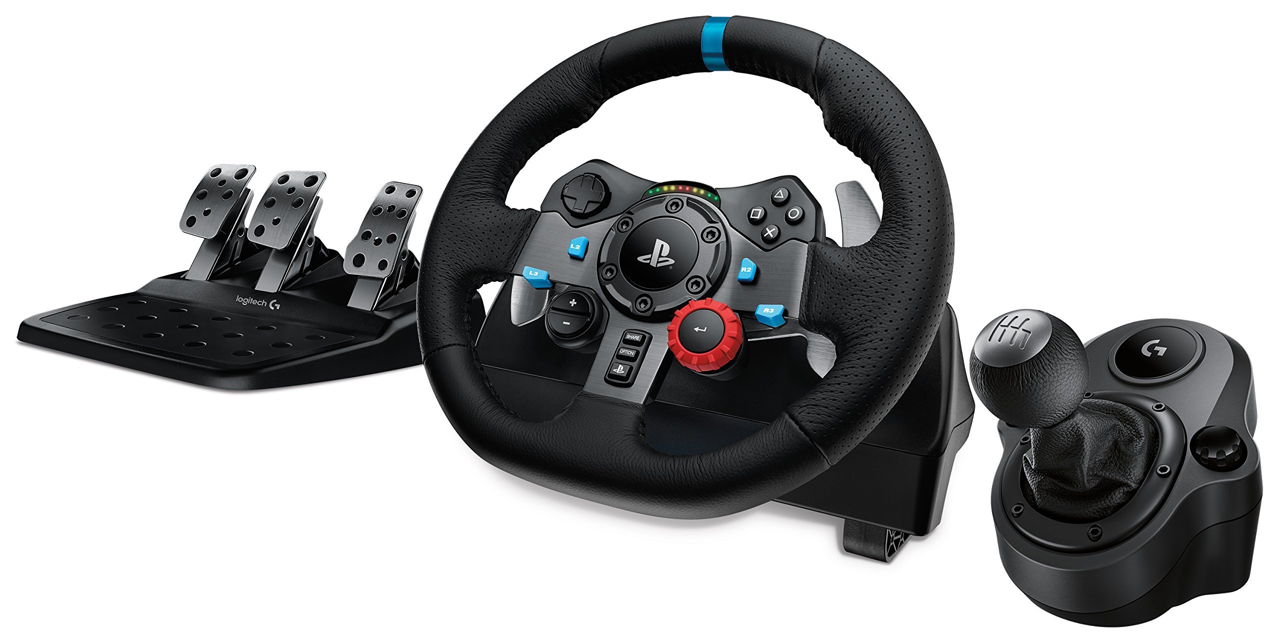 Logitech G29 Driving Force Race Wheel + Logitech G Driving Force Shifter Bundle for PS3 and PS4 (Ren