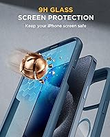 Vista 384 de Miracase Funda magnética para iPhone 14 de 6.1 pulgadas, protector de pantalla de vidrio templado integrado + protector de lente, compatible