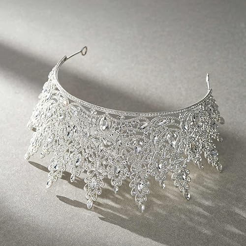 Miniatura 6 de SWEETV Corona de tiara para mujer, tiara de boda para novia, tocado de princesa de cristal, corona de quinceañera para niñas, corona de graduación,
