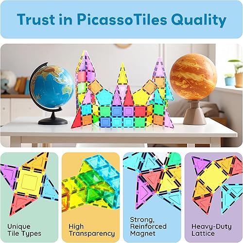 Vista 43 de PicassoTiles Juego de cohetes que cambian de color activado por rayos UV, kit de juguete de construcción magnética, juego de aprendizaje STEM