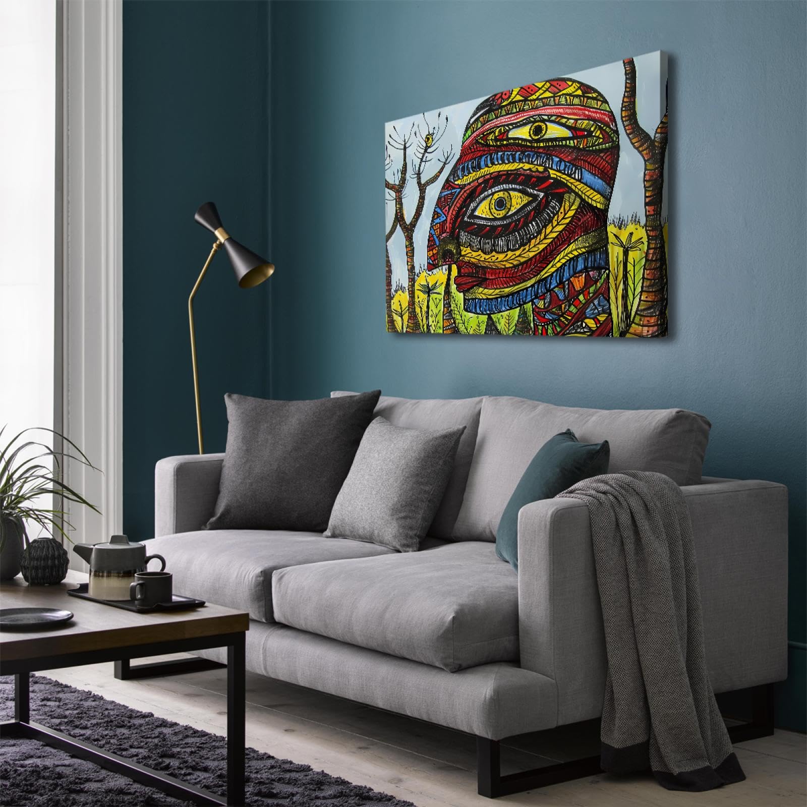 SHENGPOSTER Obraz olejny styl farby na płótnie botaniczna kolorowa twarz sztuka ścienna obrazy plakaty do akademika mieszkanie dekoracja domu łatwe do powieszenia 55 x 70 cm rama wewnętrzna