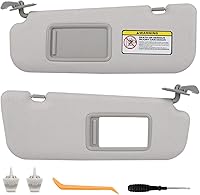 GlymXiaAutoparts Gray Sun Visors Pair with Clips for Hyundai Elantra 2011-2016 (Not GT) - OEM Replacement #85210-3X040-TX