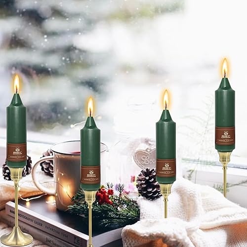 Vista 8 de 5 inch Short Candlesticks Dark Green Taper Candles 4 PCS for Dinner Household Wedding Party Home Décor Candles Verde Oscuro