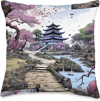 Comic Box Sakura Tranquil Ballet A Cherry Blossom Comic Epic Throw Pillow, 16x16, Multicolor