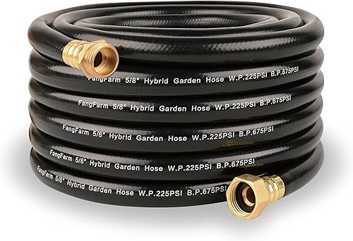 Manguera de jardín de goma de 50 pies: manguera flexible resistente de 5/8 pulgadas para patios grandes y alcance extendido - Manguera de agua