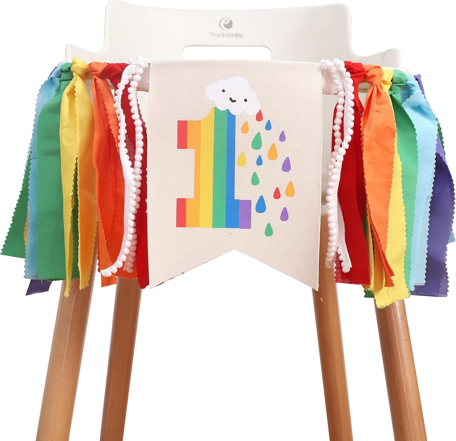 WAWUO Rainbow Theme High Chair Banner - 1st Birthday Party Banner - Polyester, Multicolor-Rainbow (80 in * 10 in) - Image 6