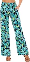 EXCHIC Femmes Décontracté Jambe Droite Boho Yoga Pantalon Élastique Taille Haute Pantalon avec Poches