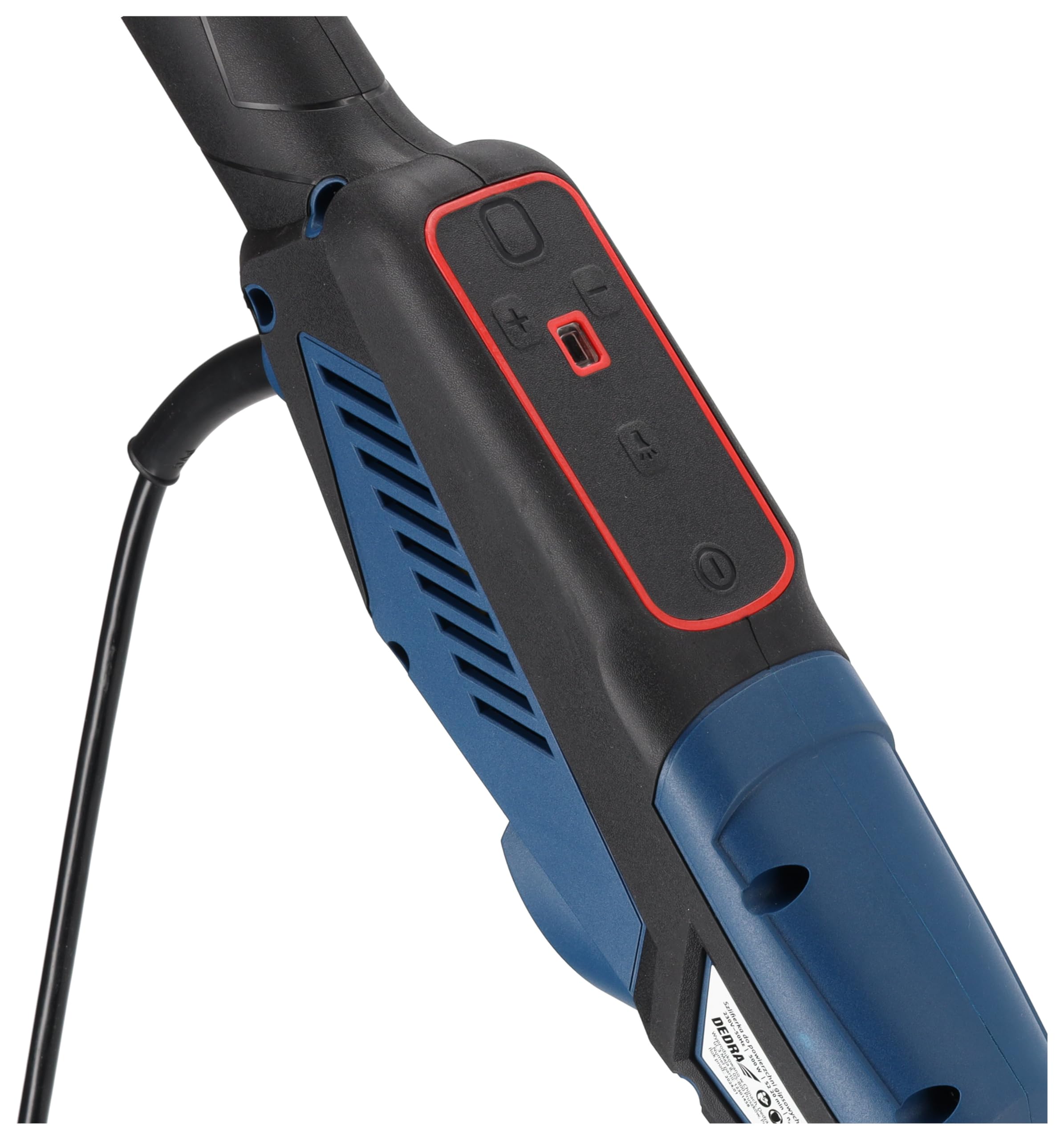 Szlifierka wysięgnikowa do gipsu (ż yrafa) 500 W Dedra DED7768BM – bezszczotkowy silnik, teleskopowy wysięgnik 120–205 cm, regulacja 7 stopni, LED, odsysanie pyłu, lekka 4,5 kg z walizką i akcesoriami