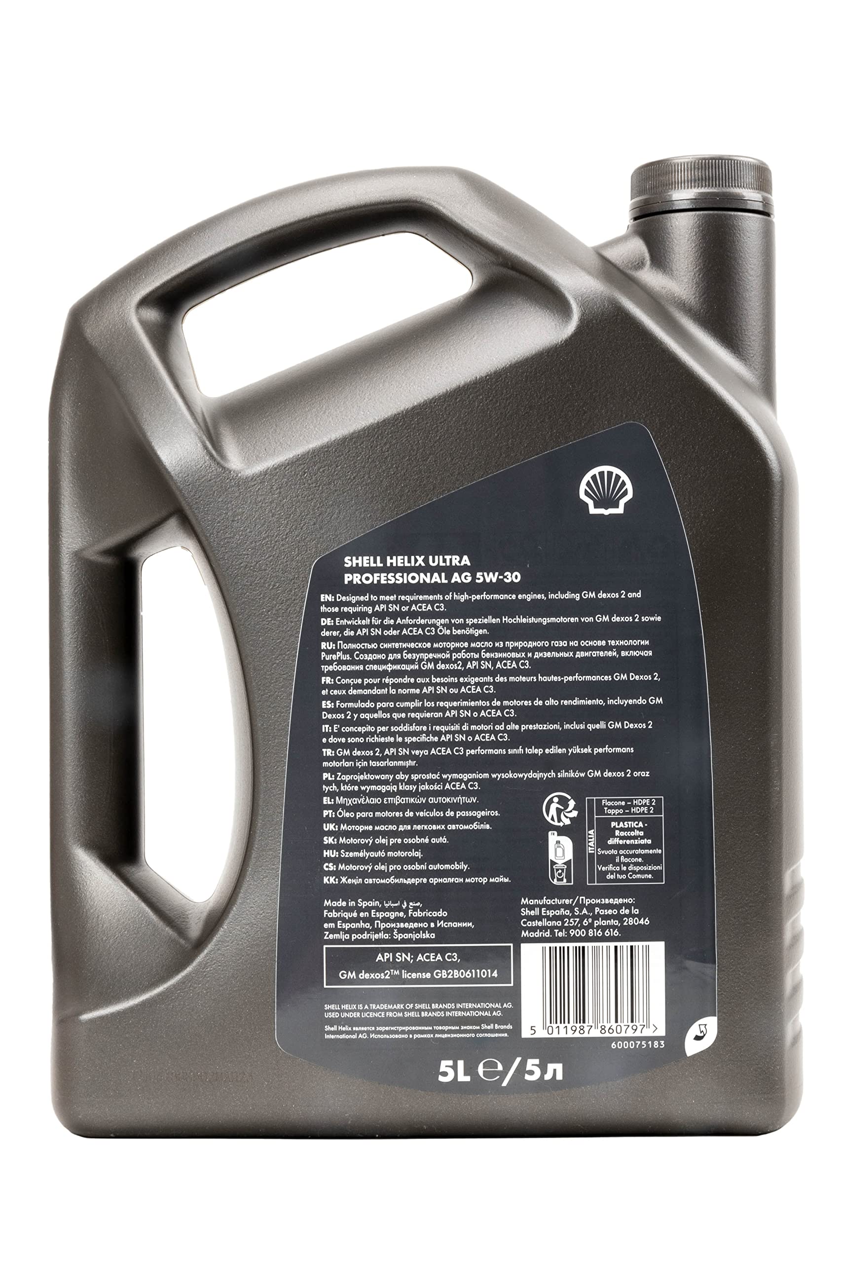 Aceite Lubricante de Motor Shell Helix Ultra Professional AG 5W-30 5 Litros