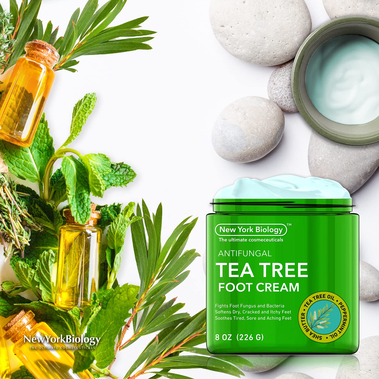Tea Tree Oil Foot Cream for Dry Cracked Feet – Tea Tree Cream for Athletes Foot Fungus, Dry Cracked Skin, Nail Fungus, Ringworm, Jock Itch and Itchy Skin – Moisturizing Body Cream - 8 oz : Beauty & Personal Care