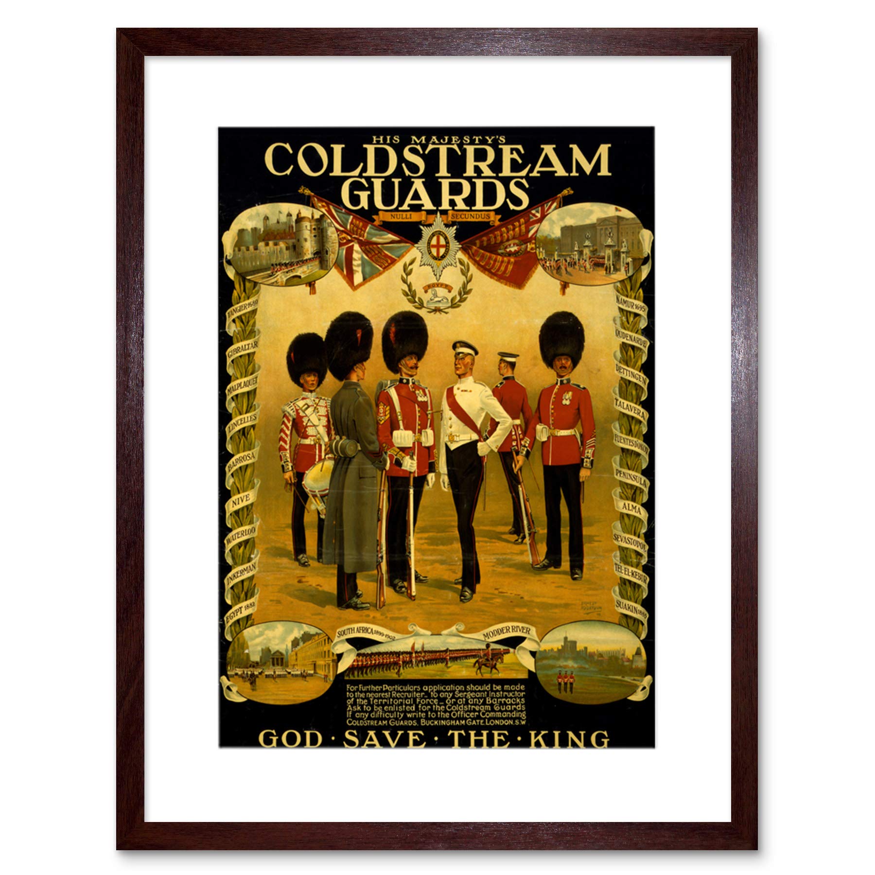 Wee Blue Coo War WWI Britain Enlist Coldstream Guard King Country Framed Wall Art Print