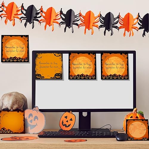 Miniatura 5 de 16 blocs de notas adhesivas de Halloween para Halloween con murciélago de calabaza araña, 480 piezas de blocs de notas autoadhesivas extraíbles, 30